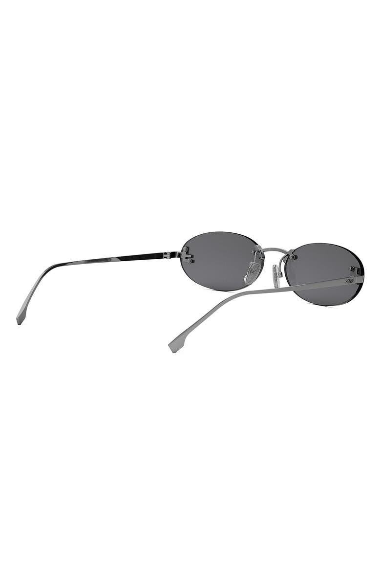 Fendi 'Fendi First 54mm Oval Sunglasses, Alternate, color, Shiny Dark Ruthenium / Smoke