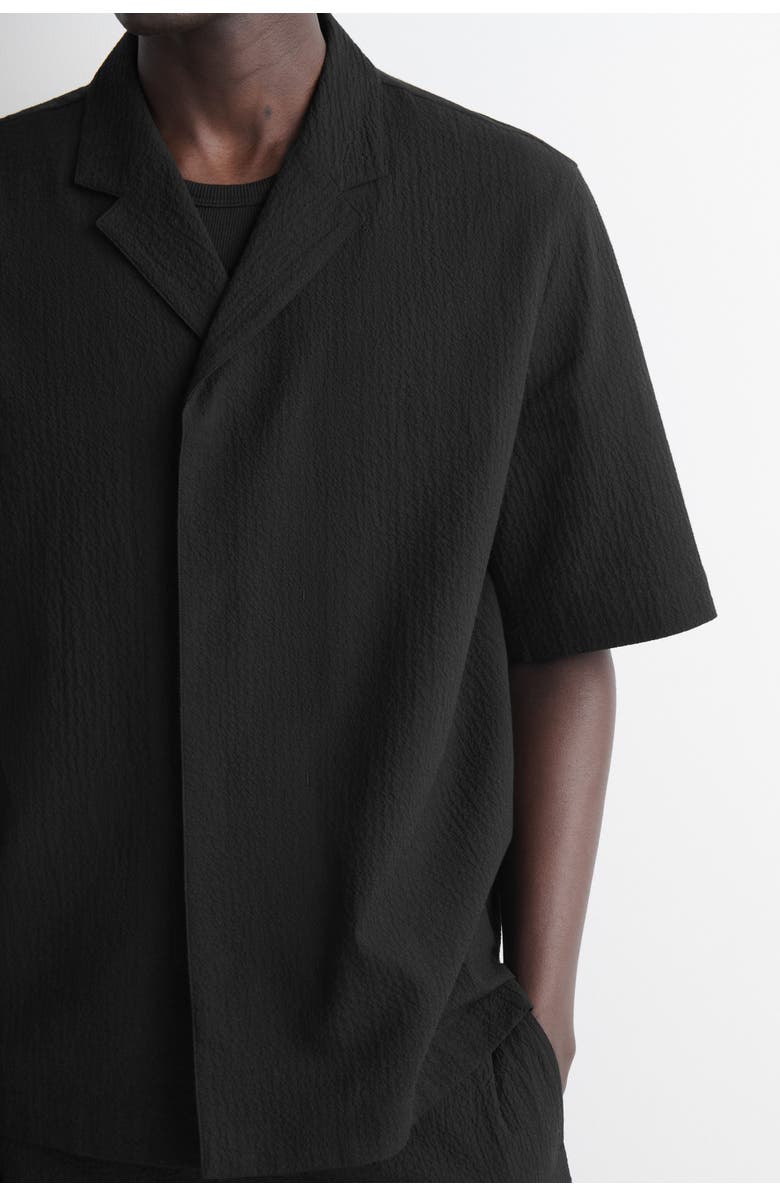 COS Seersucker Resort Shirt, Alternate, color, Black