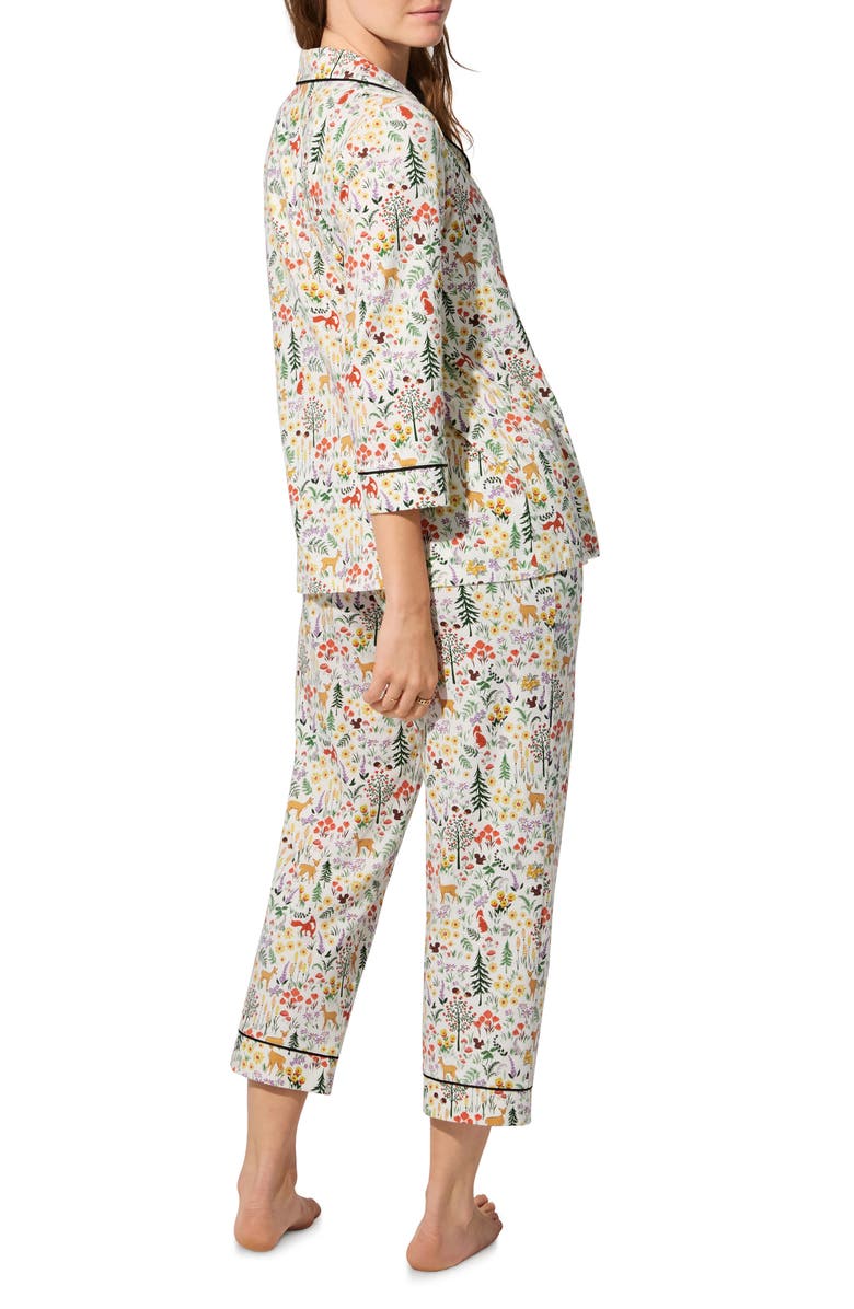 BedHead Pajamas Print Long Sleeve Stretch Organic Cotton Jersey Crop Pajamas, Alternate, color, Forest Trails