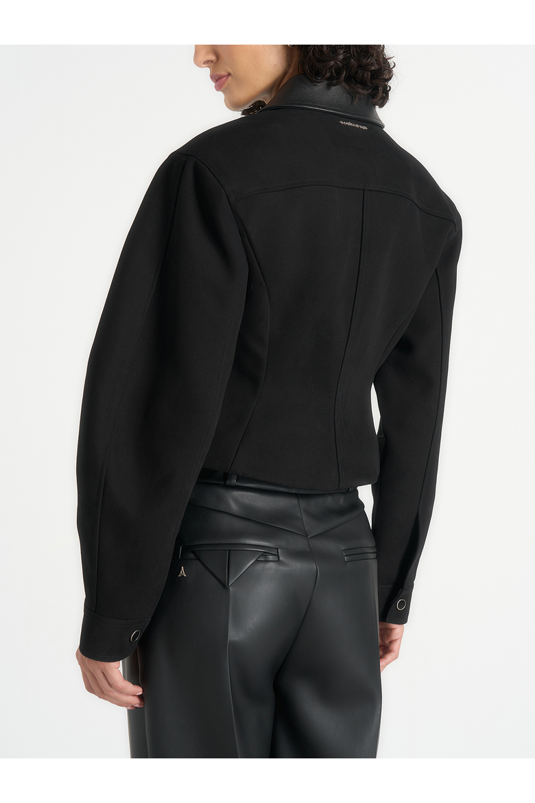 Sky Hourglass Contrast Leather Jacket, Alternate, color, Black