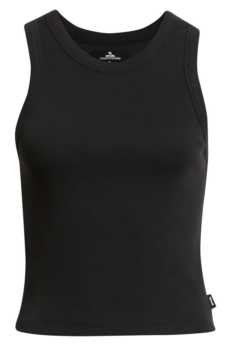Classic Stretch Cotton Rib Tank, Alternate, color, BLACK