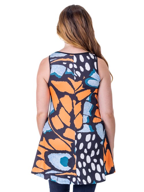 24seven Comfort Apparel Butterfly Print Scoop Neck Tank Top In Multi