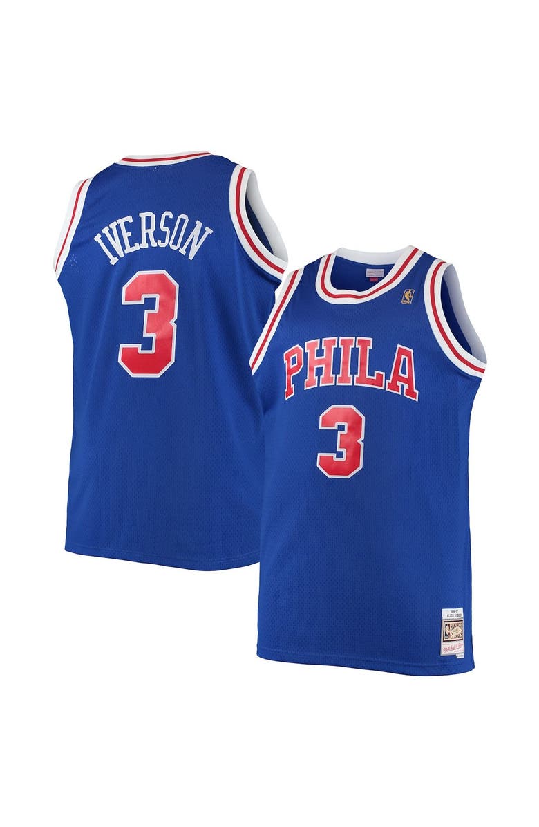 Mitchell & Ness Men's Mitchell & Ness Allen Iverson Royal Philadelphia 76ers 1996/97 Big & Tall Hardwood Classics Swingman Jersey, Alternate, color, Royal