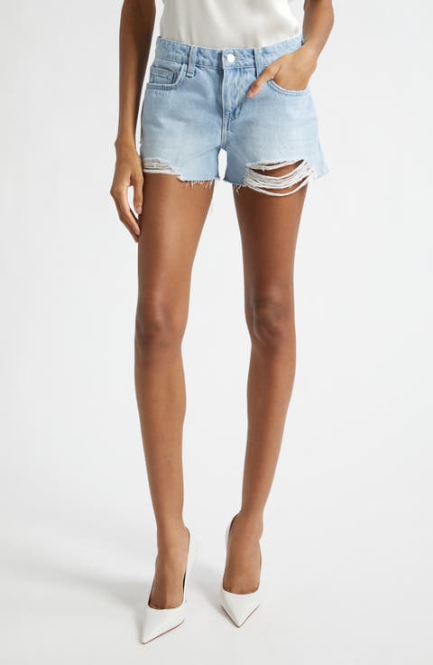 Teya Low Rise Cutoff Denim Shorts (Brea Destruct)