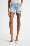 L'AGENCE Teya Low Rise Cutoff Denim Shorts