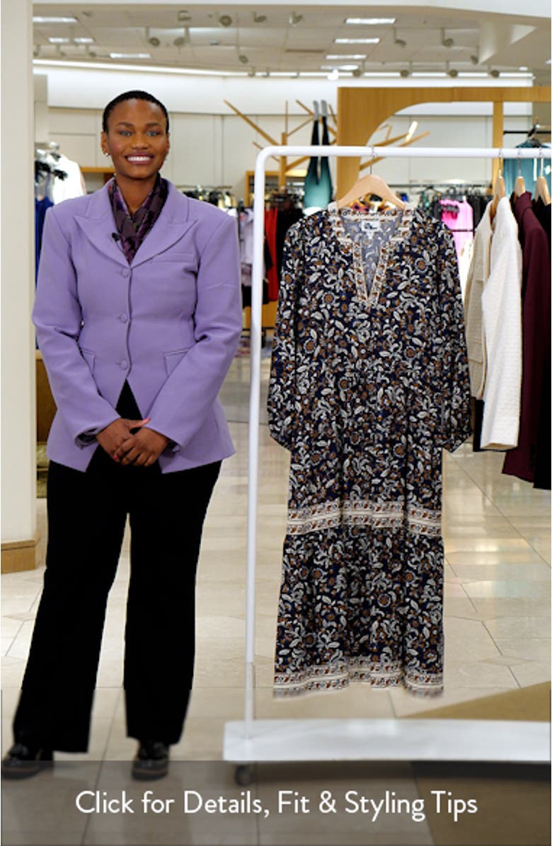 Long Sleeve Floral Print Shift Dress, sales video thumbnail