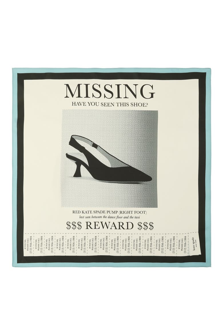 missing shoe square silk bandana, Main, color, BLACK CREAM