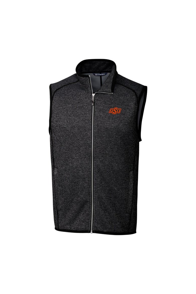 Men's Cutter & Buck Charcoal Oklahoma State Cowboys Mainsail Full-Zip Vest, Main, color, Charcoal