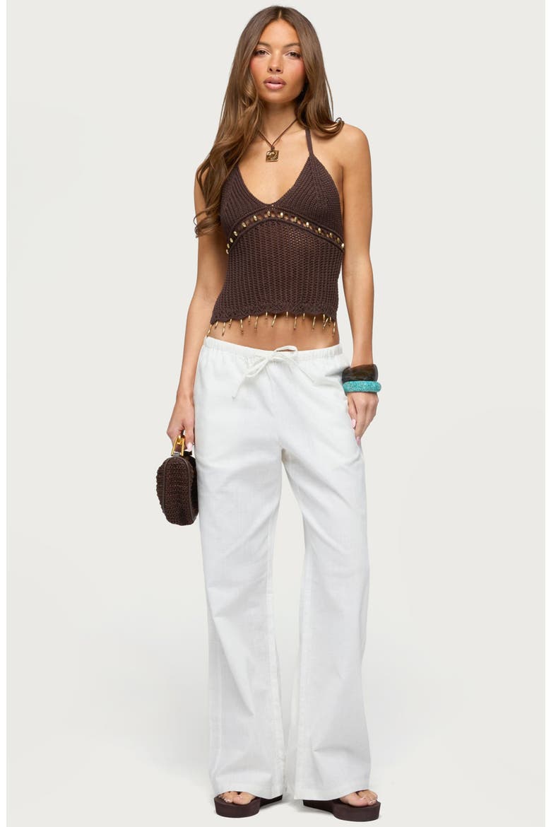 Jenn Beaded Open Stitch Halter Top, Alternate, color, BROWN