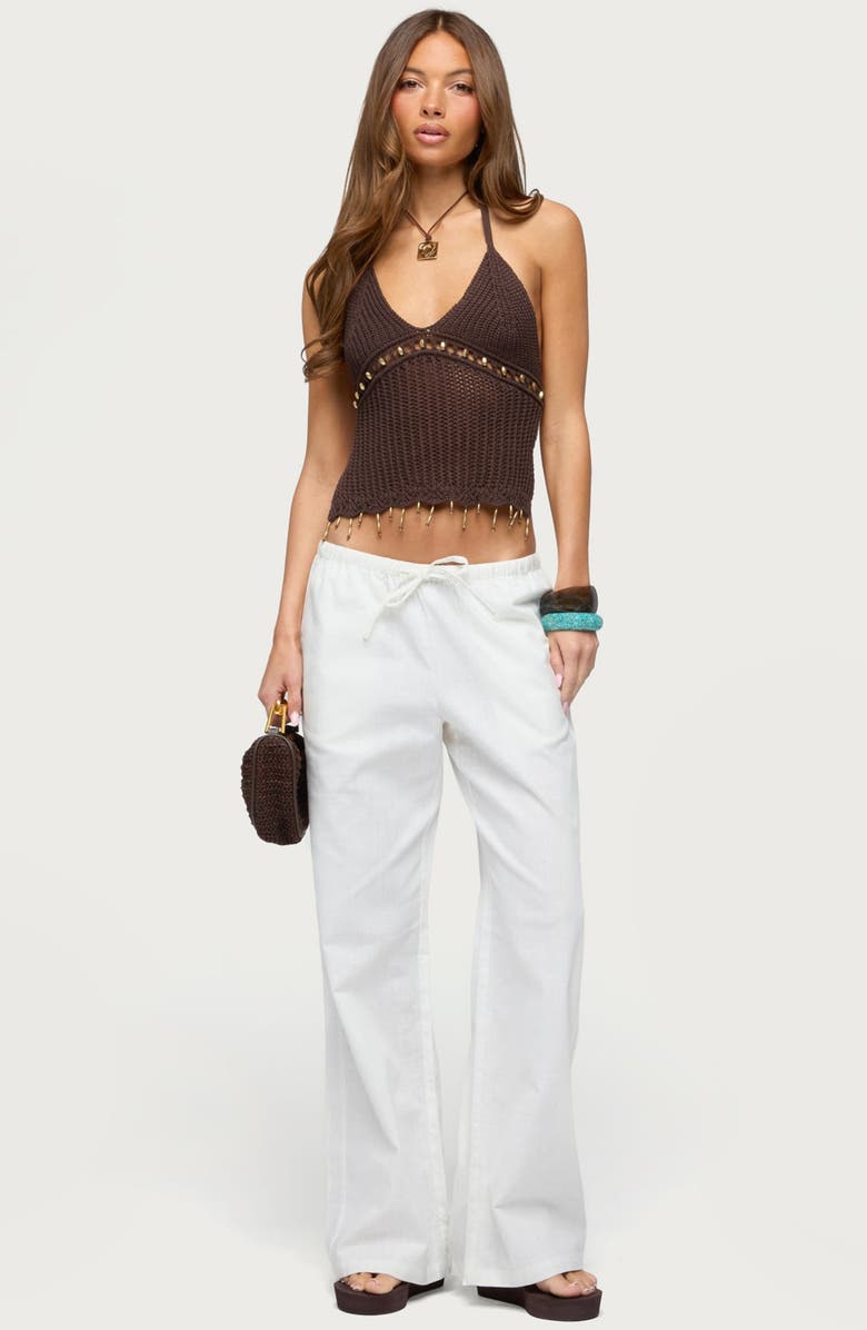 EDIKTED Jenn Beaded Open Stitch Halter Top, Alternate, color,