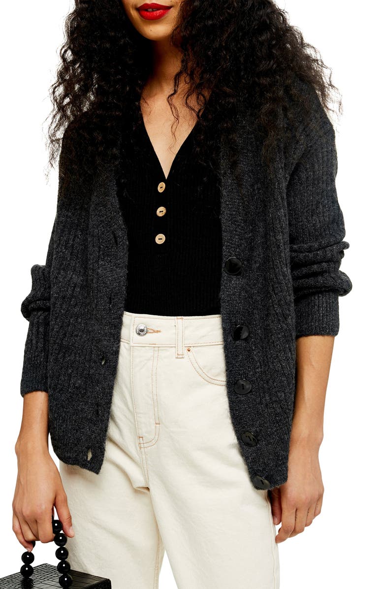 Topshop Button Front Cardigan, Main, color, 