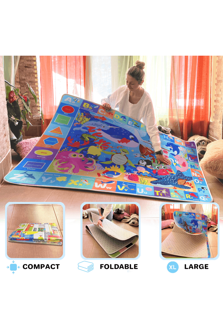 Super Soft ABC Baby Play Mat for Floor, Alternate, color, Ocean