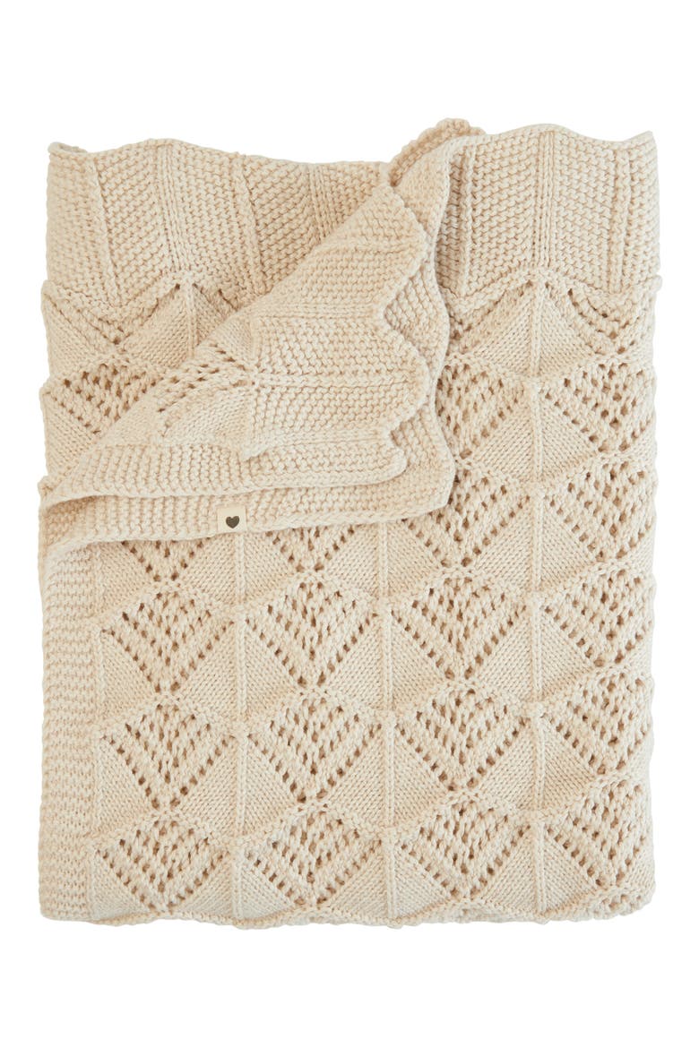 Organic Cotton Wavy Knit Baby Blanket & Kangaroo Cuddle Cloth Set, Alternate, color, IVORY