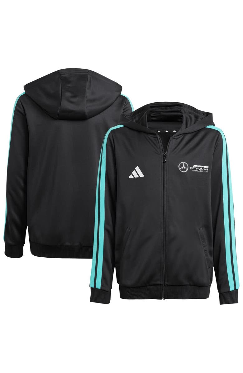 adidas Youth adidas  Black Mercedes-AMG Petronas F1 Team DNA Alphaskin Full-Zip Track Hoodie, Main, color, 