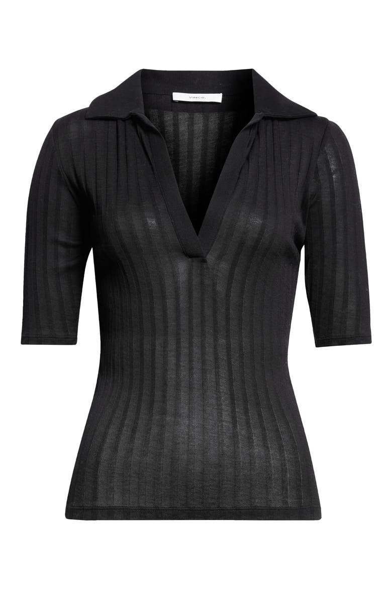 Rib Cotton Polo, Alternate, color, 001BLK-BLACK