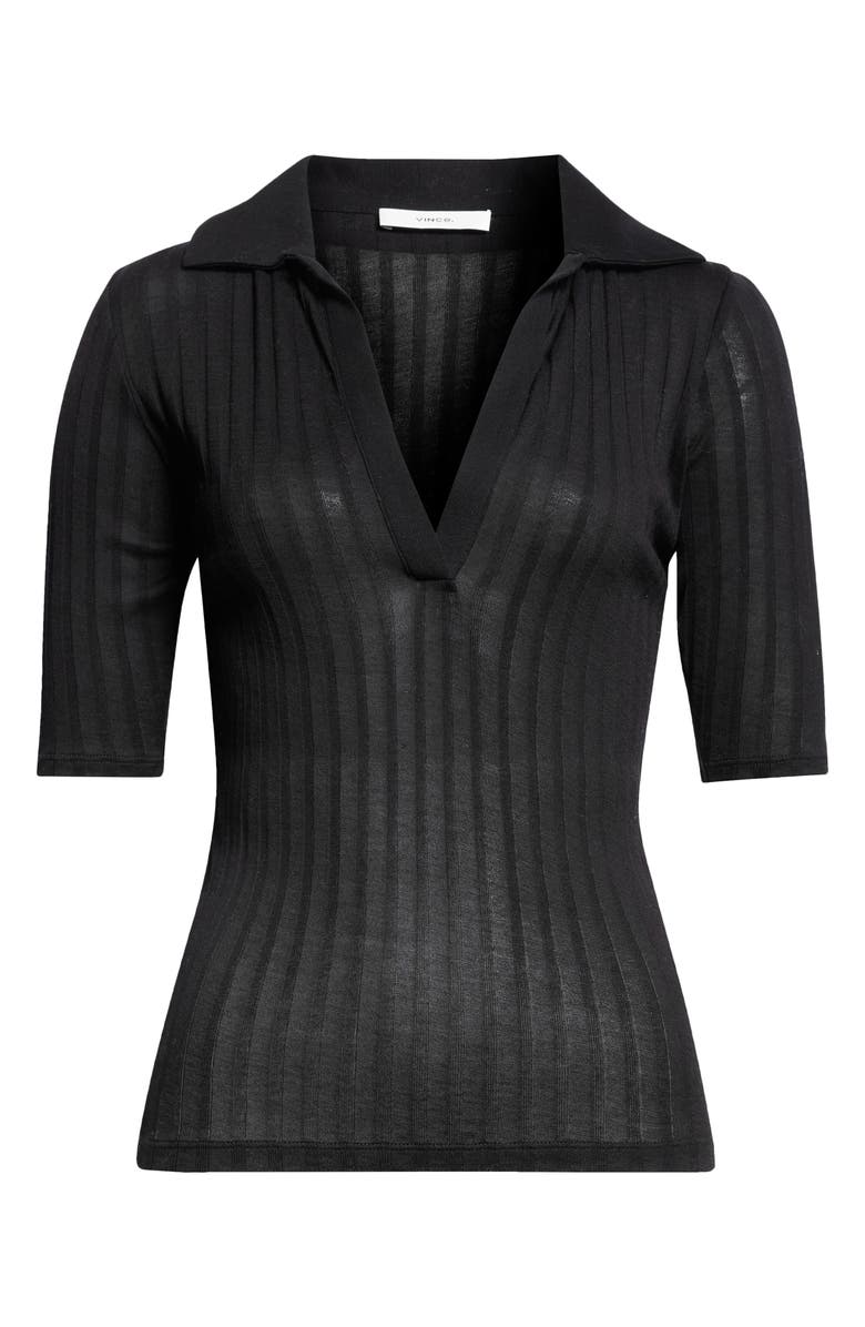 Vince Rib Cotton Polo, Alternate, color, 001Blk-Black