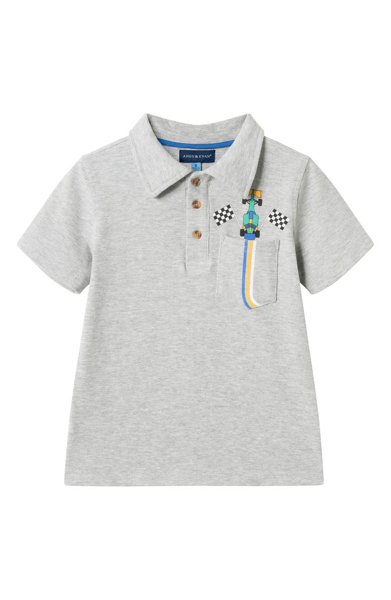Andy & Evan Kids' Graphic Pocket Polo, Main, color, Grey