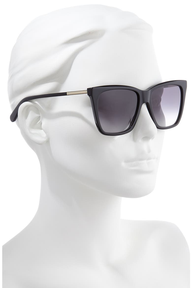 Indio 55mm Gradient Cat Eye Sunglasses, Alternate, color, BLACK/ DARK GREY