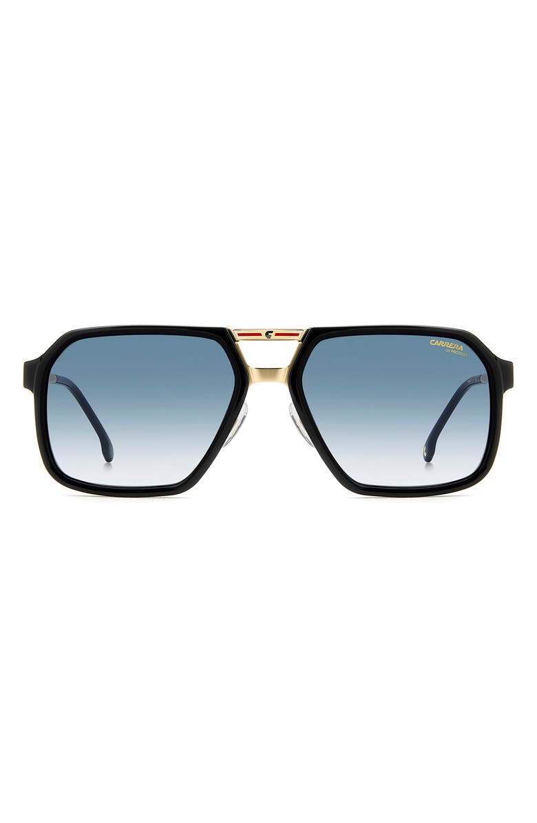 Carrera Eyewear Victory 59mm Gradient Square Sunglasses, Main, color, Black/ Gold/ Dark Blue