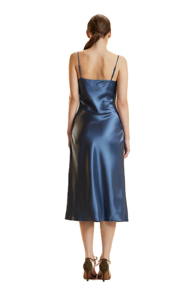 Cynthia Rowley Satin Slip Dress, Alternate, color, Denim Blue