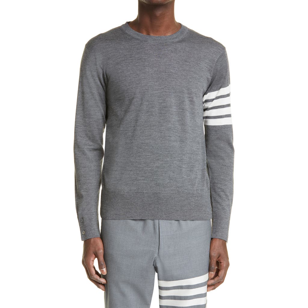 Thom Browne 4-bar Merino Wool Sweater In Gray