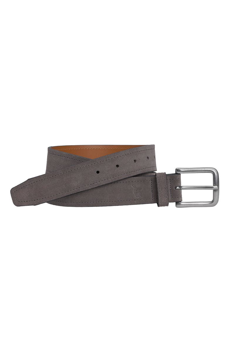 Johnston & Murphy Baldwin Suede Belt, Main, color, Gray English Suede