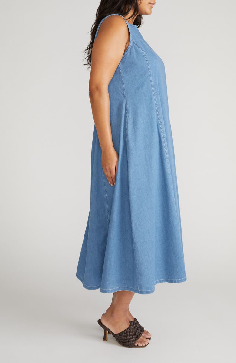 Universal Standard Kendra Sleeves Chambray Midi Dress, Alternate, color, Cove Blue