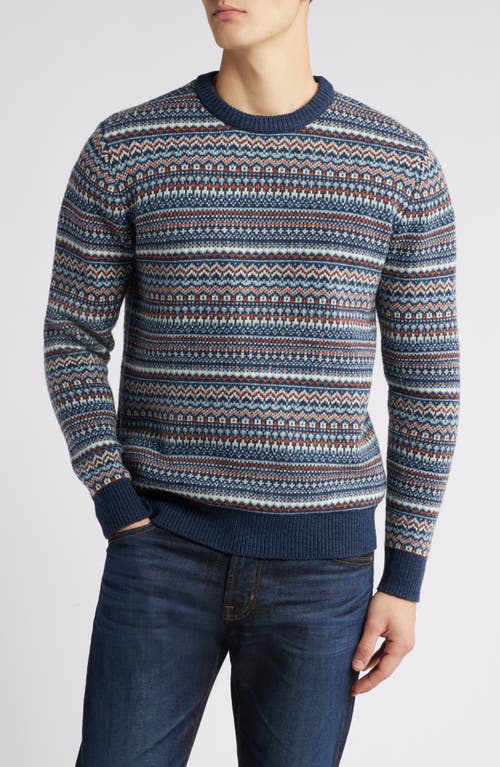 Schott Nyc Fair Isle Wool Blend Sweater In Blue
