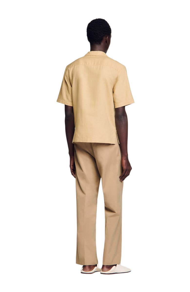 SANDRO Cotton and linen shirt, Alternate, color, Nut