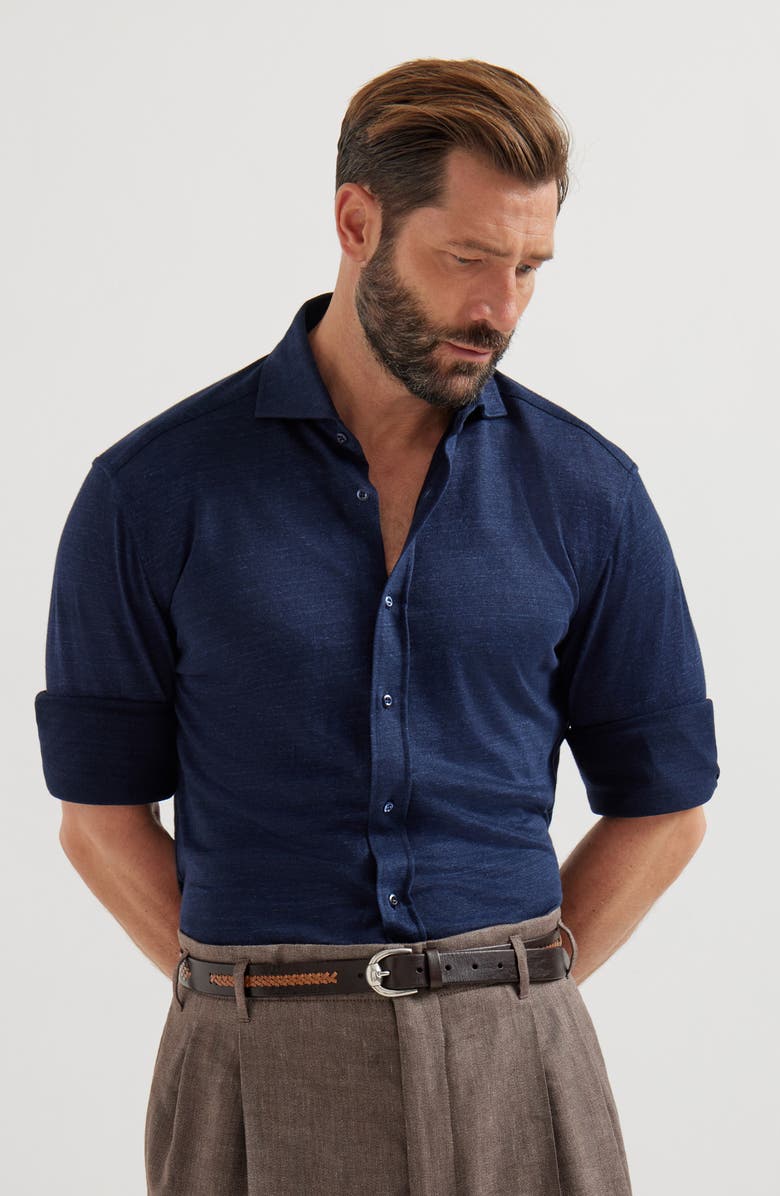 Brunello Cucinelli Jersey shirt, Alternate, color, Navy Blue