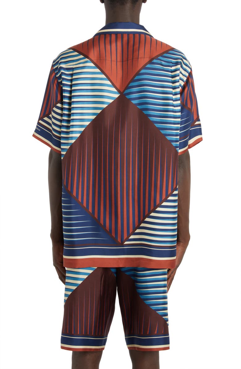 Dolce&Gabbana Diamond Print Silk Twill Button-Up Shirt, Alternate, color, 