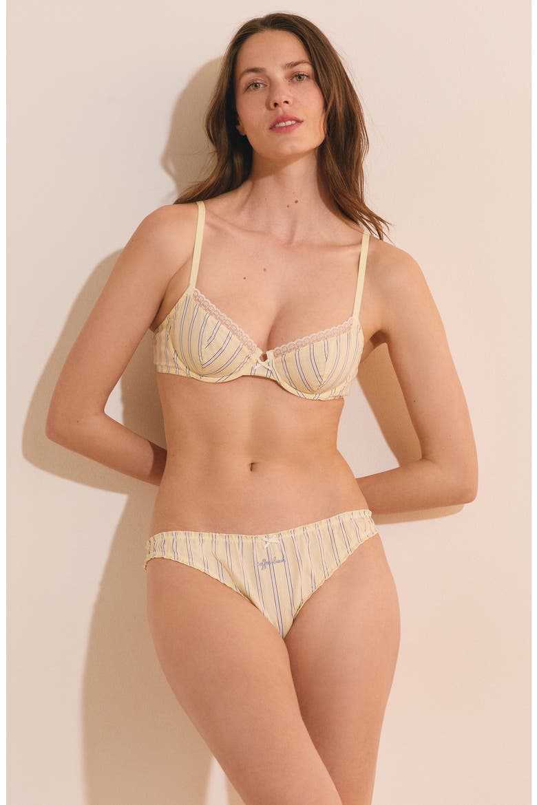 Benicio Striped Cotton Brazilian Panties, Alternate, color, VANILLE