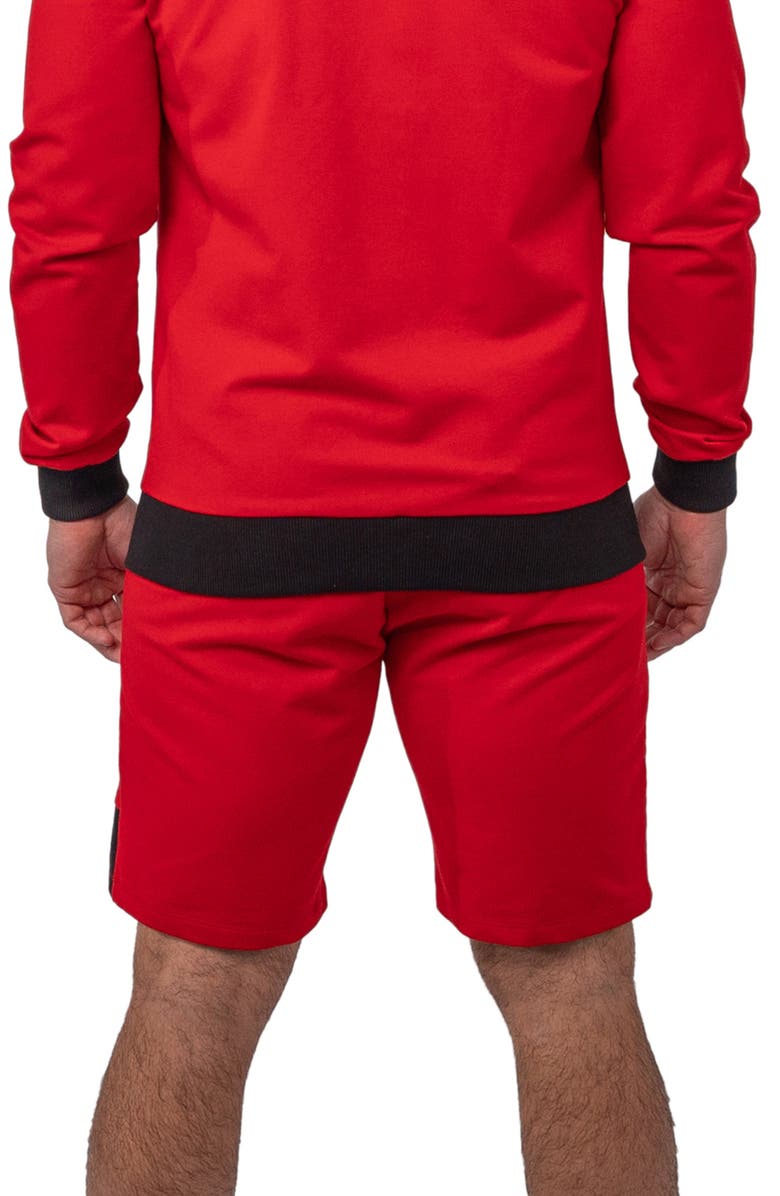 Maceoo Level Platform Red Stretch Cotton Shorts, Alternate, color, Red