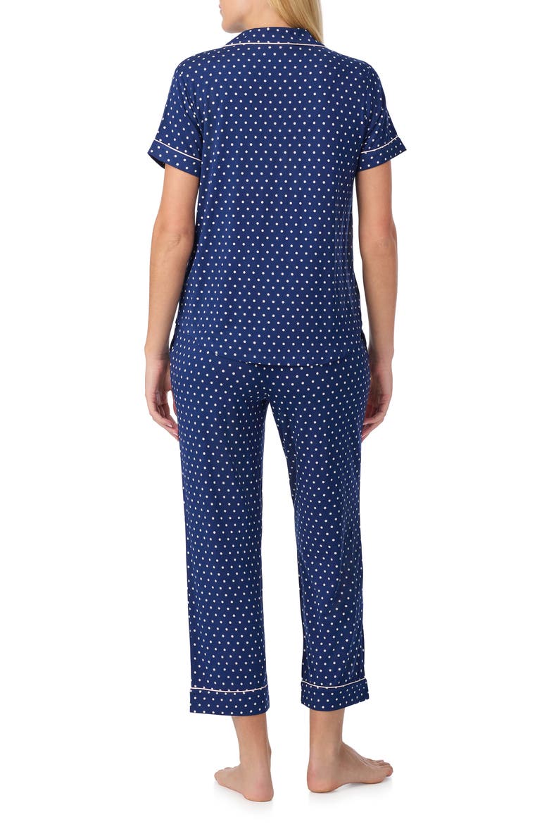 short sleeve crop pajamas, Alternate, color, NAVY DOT