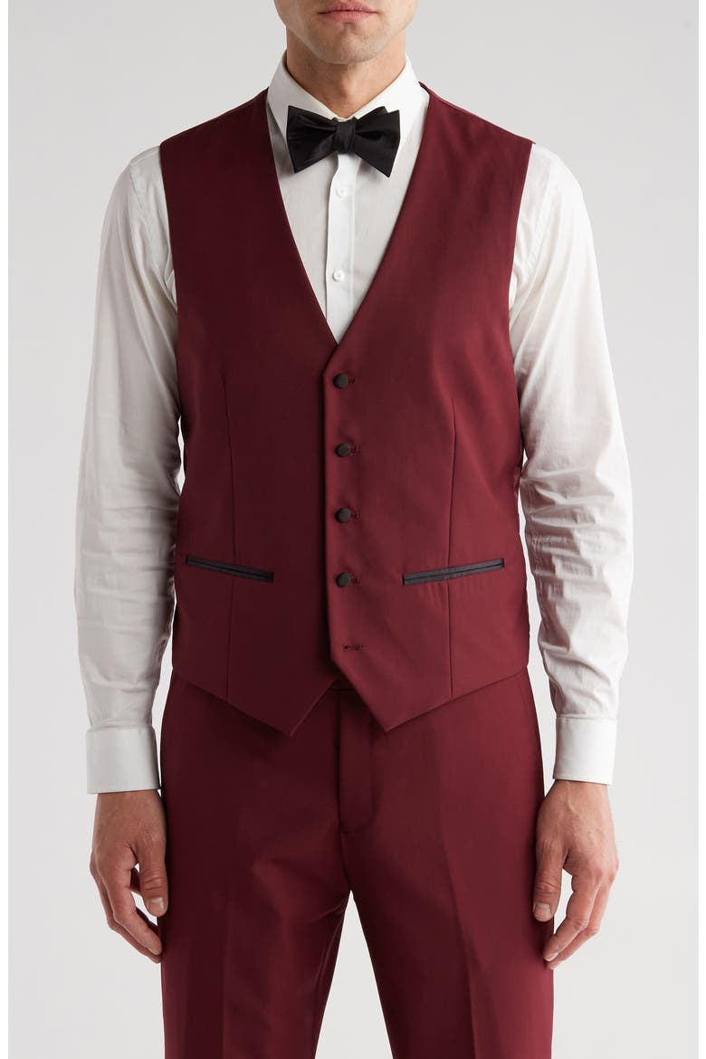 Premium Slim Fit 3-Piece Tuxedo, Alternate, color, BURGUNDY