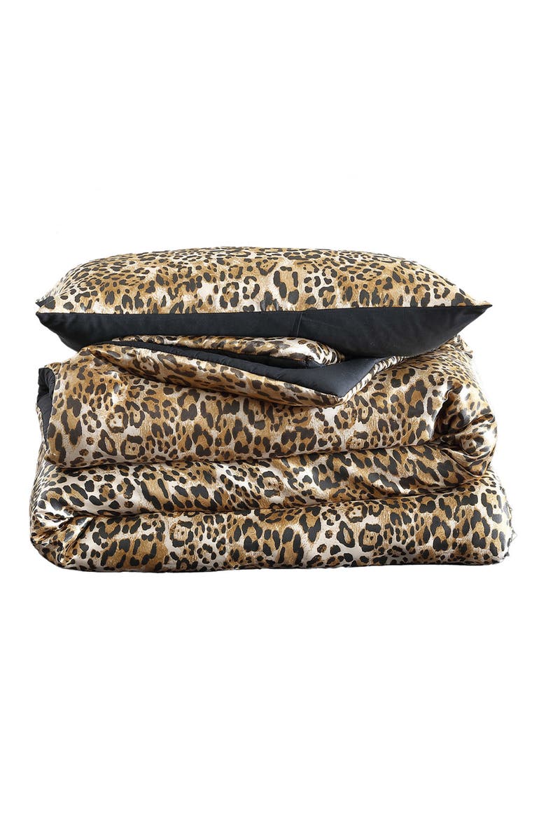 Monica Leopard Print Comforter Set, Main, color, BROWN