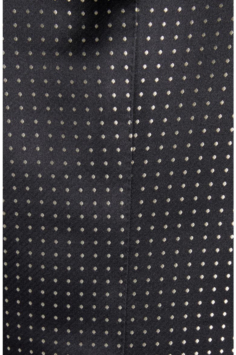 Polka Dot Jacquard Duchesse Mulberry Silk Double Breasted Jacket, Alternate, color, NNL COMBO BLACK/ IVORY