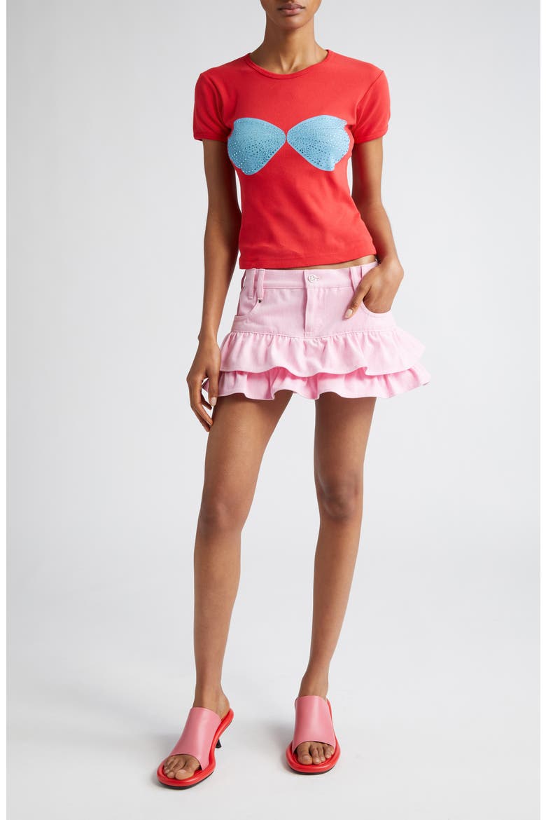 x Disney 'The Little Mermaid' Rhinestone Seashell Cotton Baby Tee (Nordstrom Exclusive), Alternate, color, RED