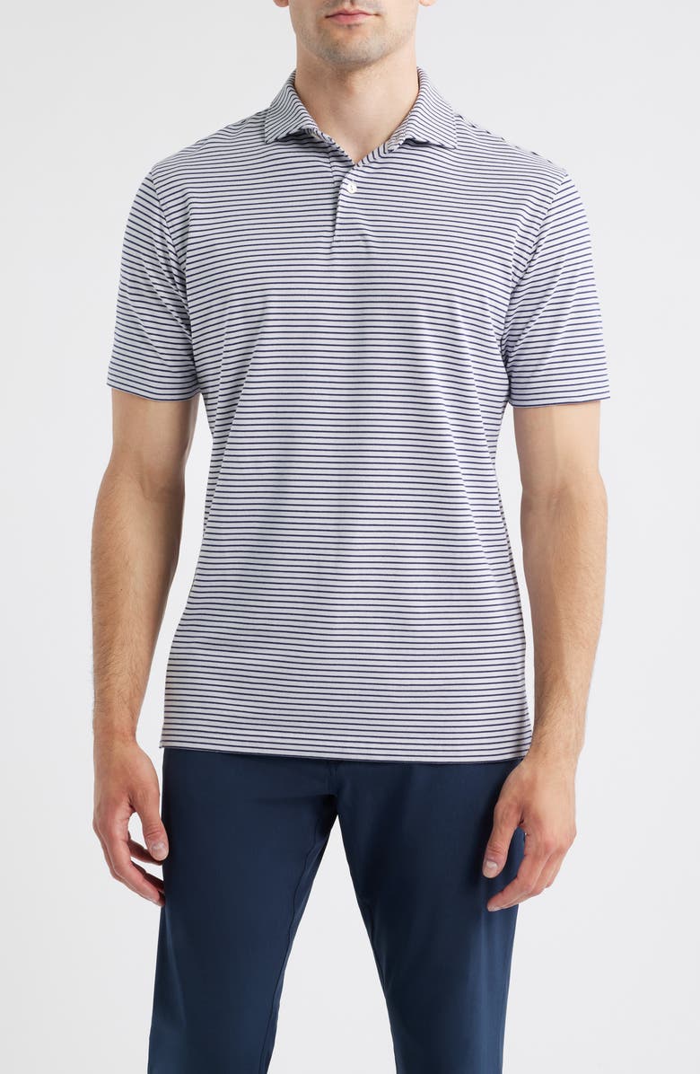 Peter Millar Crown Crafted Albatross Stripe Pima Cotton Blend Polo, Main, color, Gale Grey