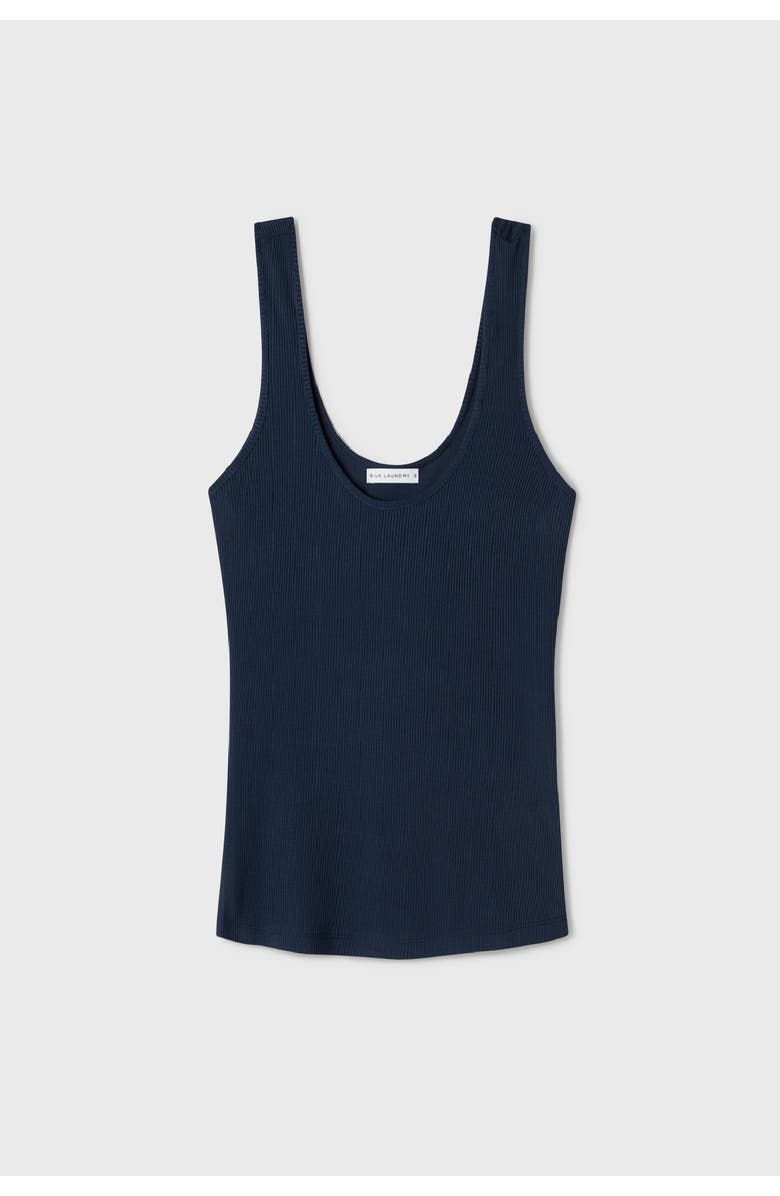 SILK LAUNDRY RIBBED TANK MIDNIGHT, Alternate, color, Midnight