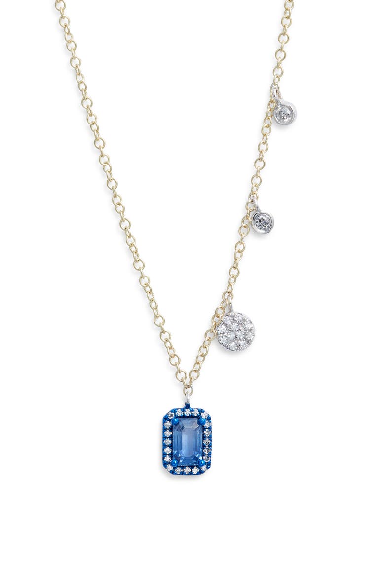 Diamond Pavé Blue Sapphire Pendant & Charms Necklace, Main, color, BLUE