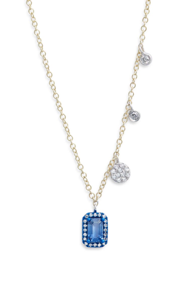 Meira T Diamond Pavé Blue Sapphire Pendant & Charms Necklace, Main, color, Blue