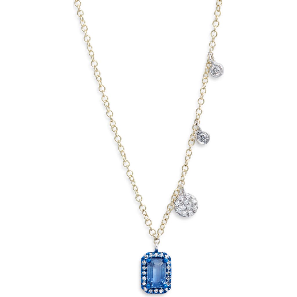 Meira T Diamond Pavé Blue Sapphire Pendant & Charms Necklace In Blue