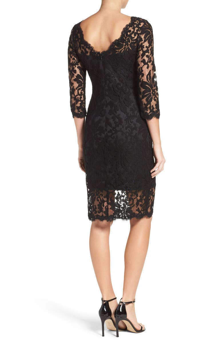 Tadashi Shoji Embroidered Lace Sheath Dress, Alternate, color, Black