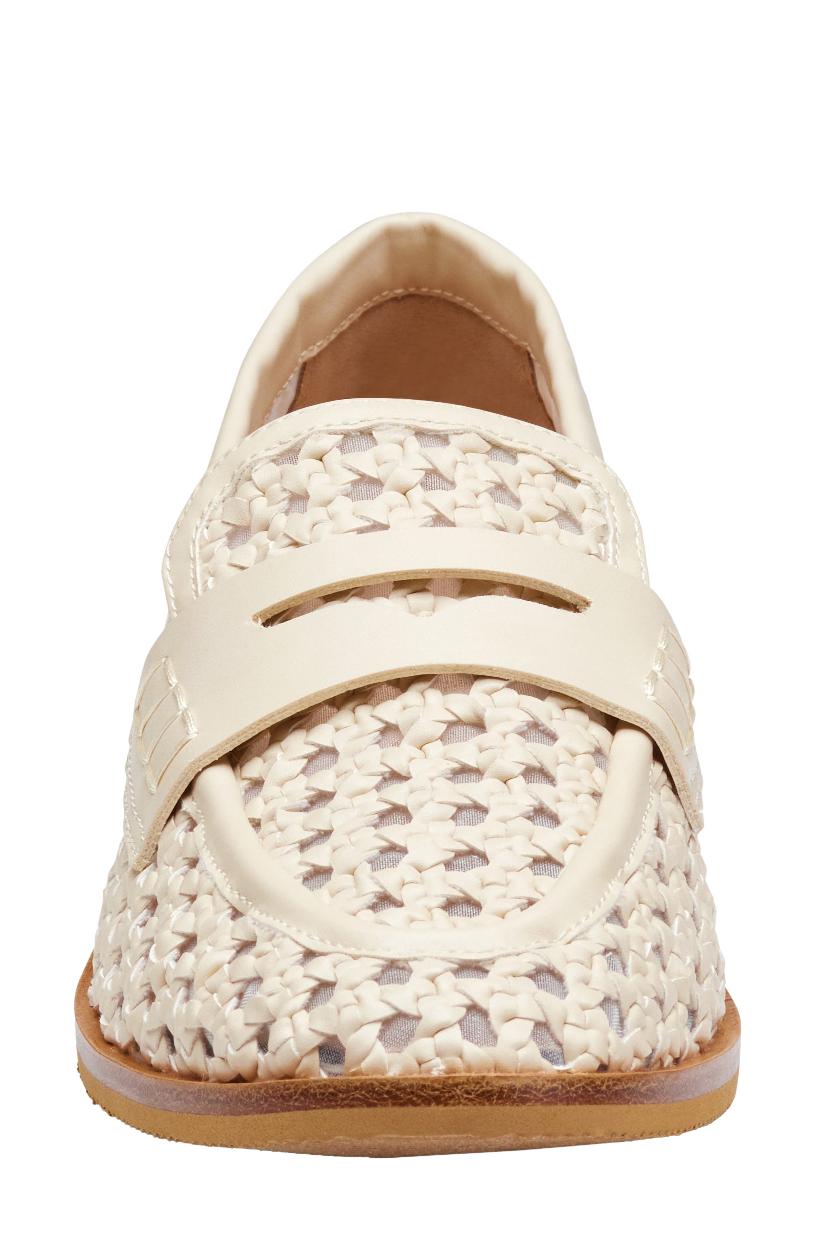 Johnston 
Murphy Gillian Woven Penny Loafer, Alternate, color, Bone Faux Leather