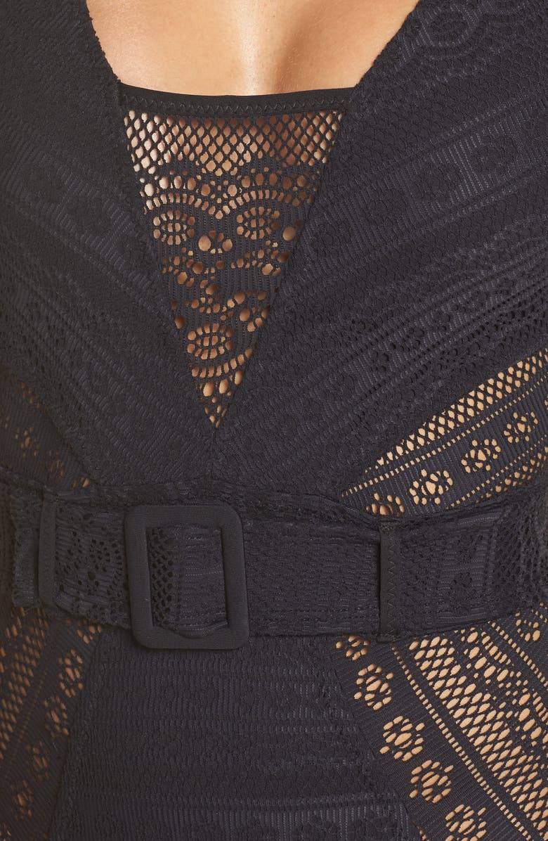 Becca Color Play Belted One-Piece Swimsuit, Alternate, color, 