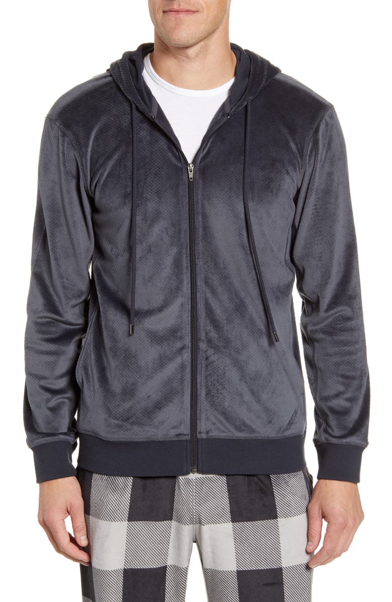 Daniel Buchler Velvet Zip Hoodie, Main, color, 