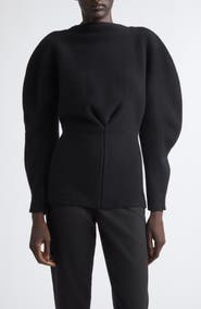 Carolina Herrera Puff Sleeve Wool & Cashmere Sweater