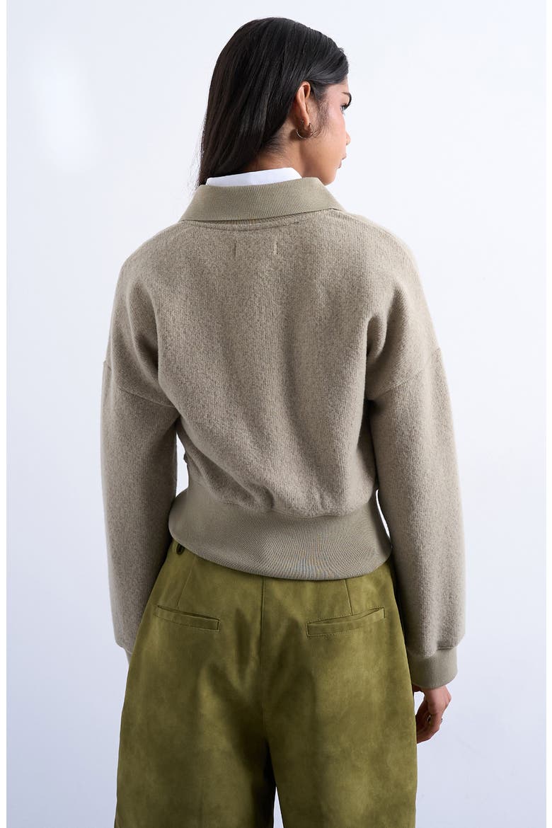 Lounge Quarter Zip Collared Pullover, Alternate, color, KHAKI GREEN