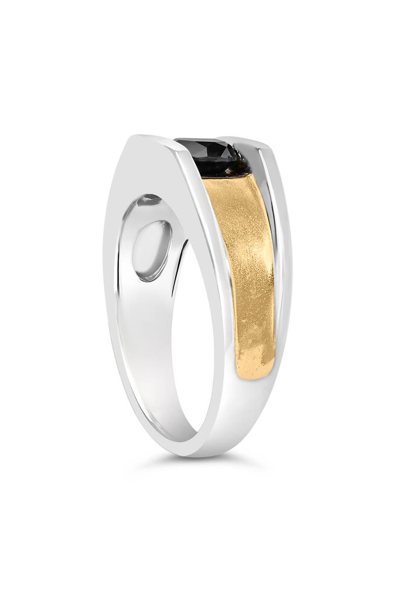 Men's 14K Yellow Gold Plated Sterling Silver 1.0 Cttw Round Black Diamond Band Ring, Alternate, color, Yellow Gold over Silver